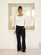 Women's Soft Boatneck Long Sleeve - White