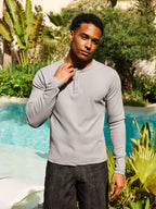 Men's Ribbed Henley - Grey