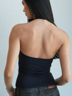Women's Soft Halter Neck Top - Black