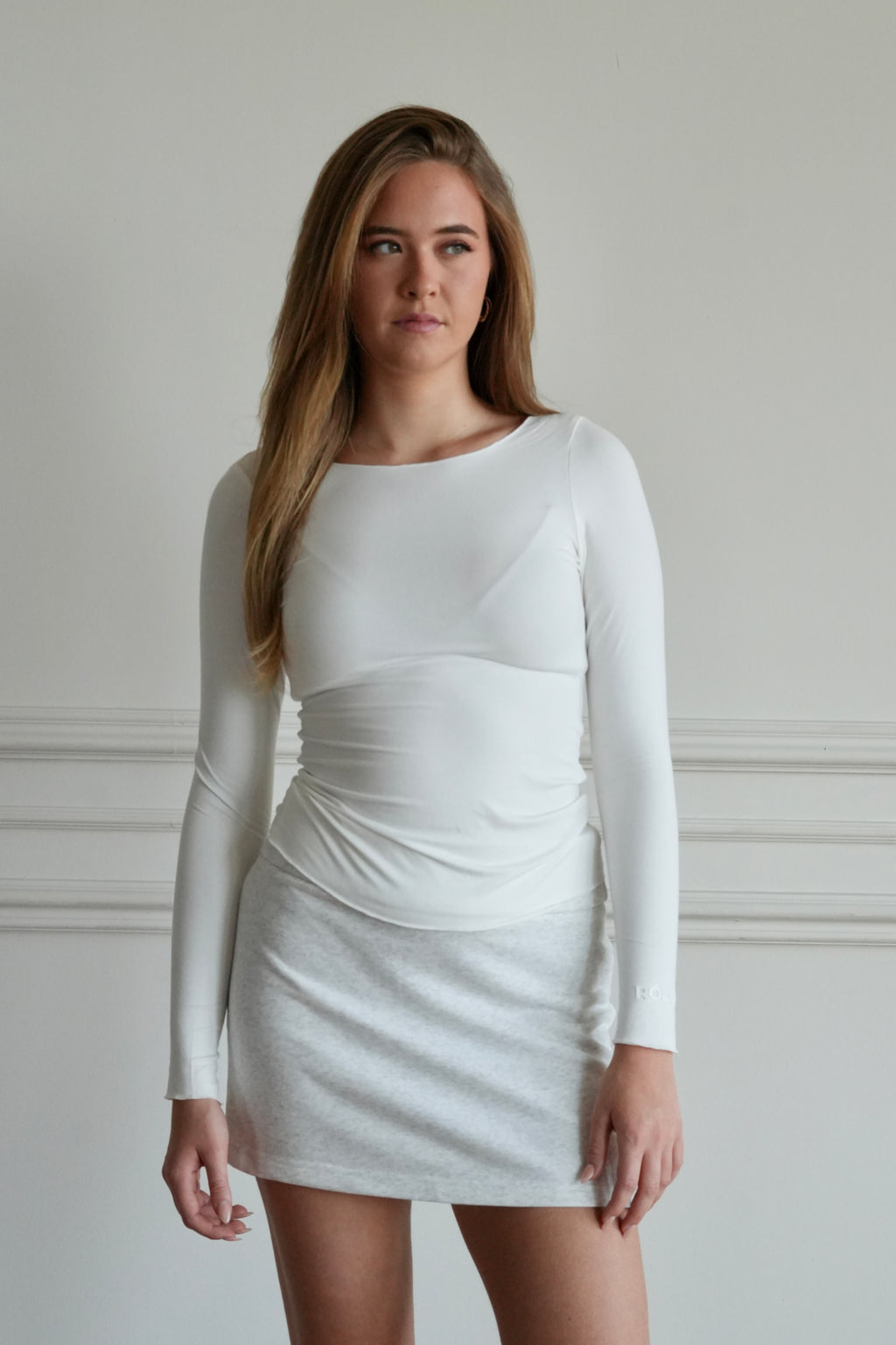 Women's Soft Boatneck Long Sleeve - White