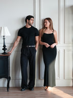Men’s Tailored Wide Leg Pants – Black