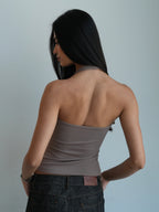 Women's Soft Halter Neck Top - Mocha