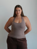 Women's Soft Halter Neck Top - Mocha