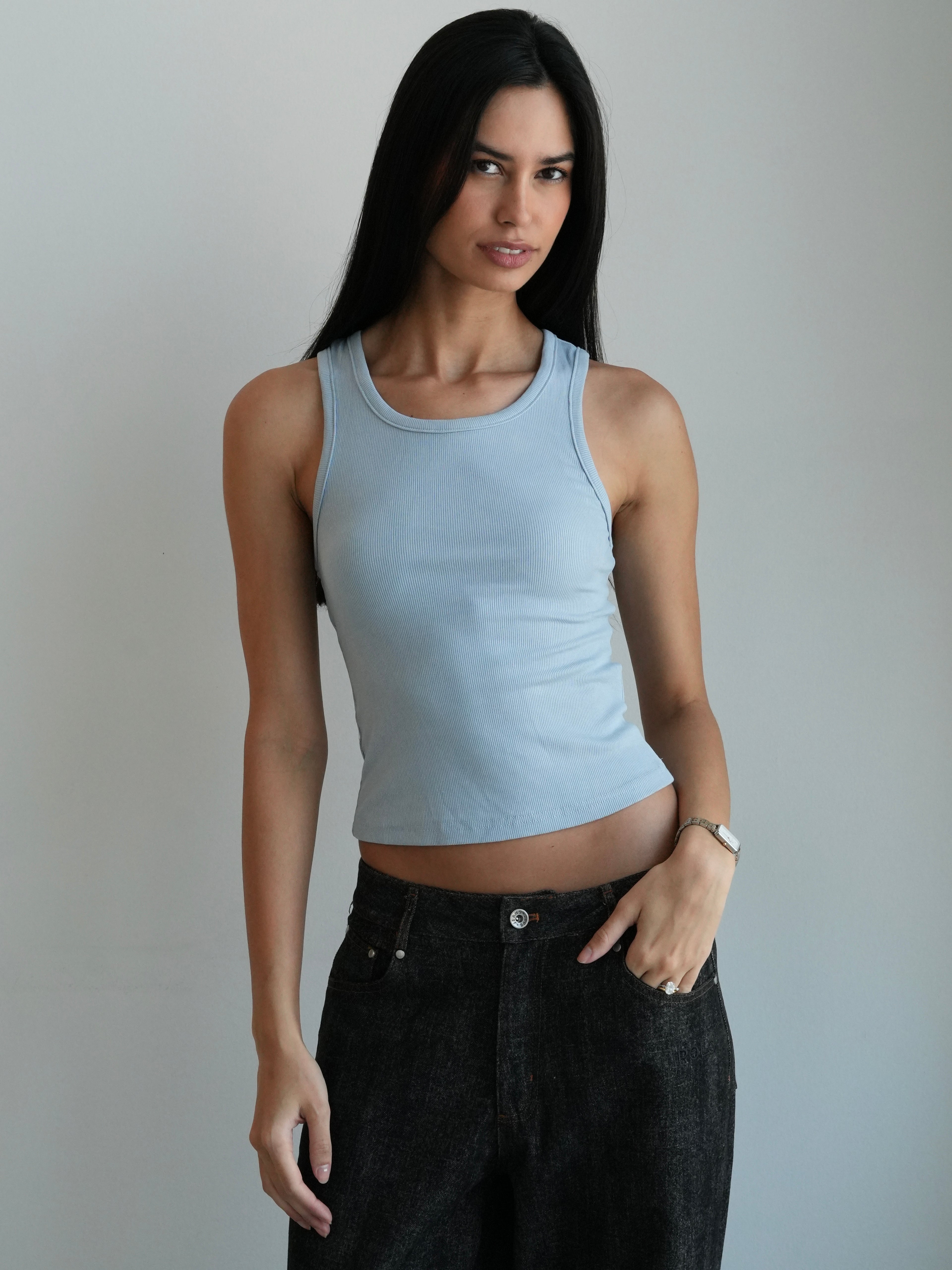 Women’s Ribbed Tank Top - Blue
