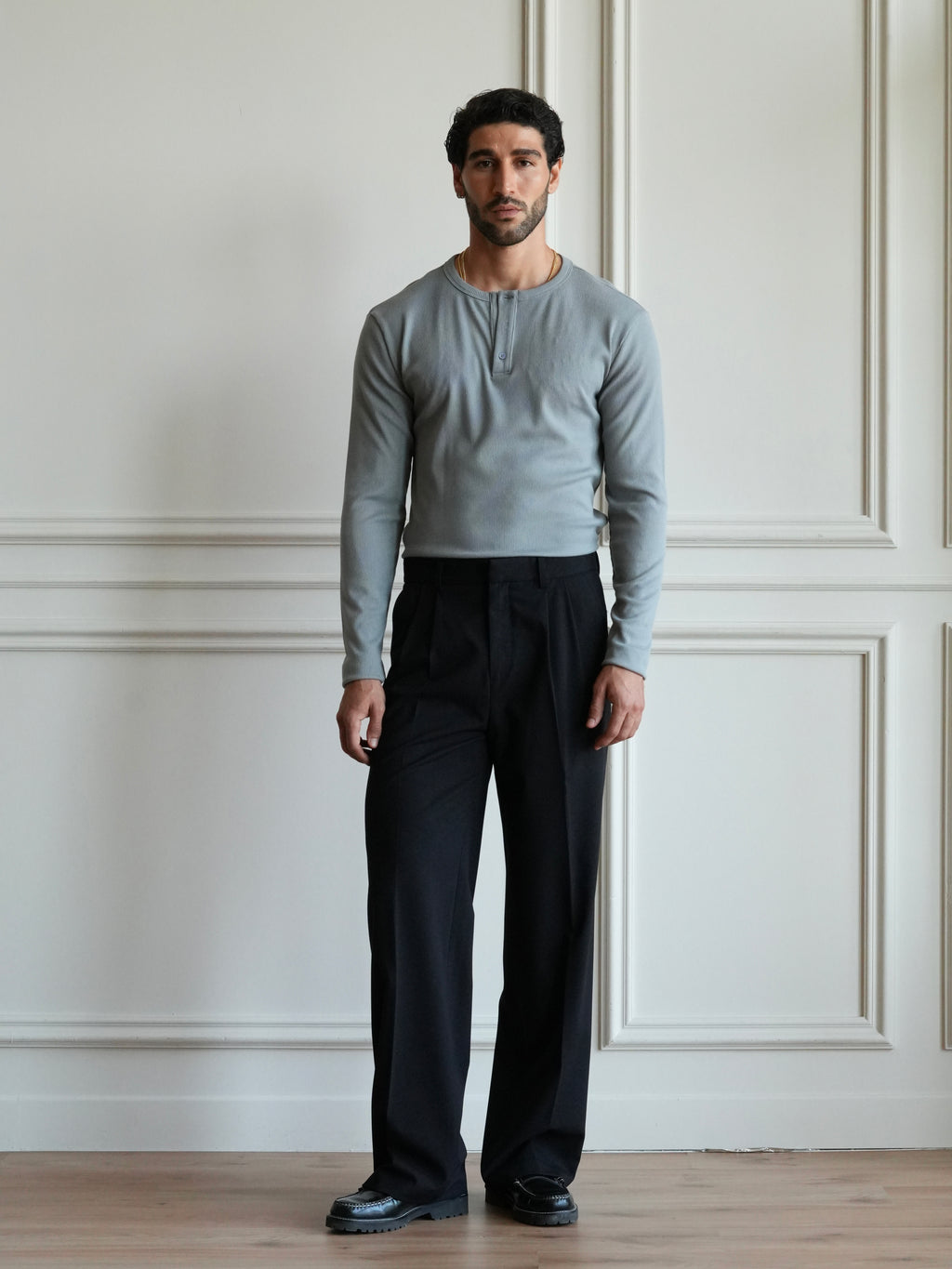 Men’s Tailored Wide Leg Pants – Black