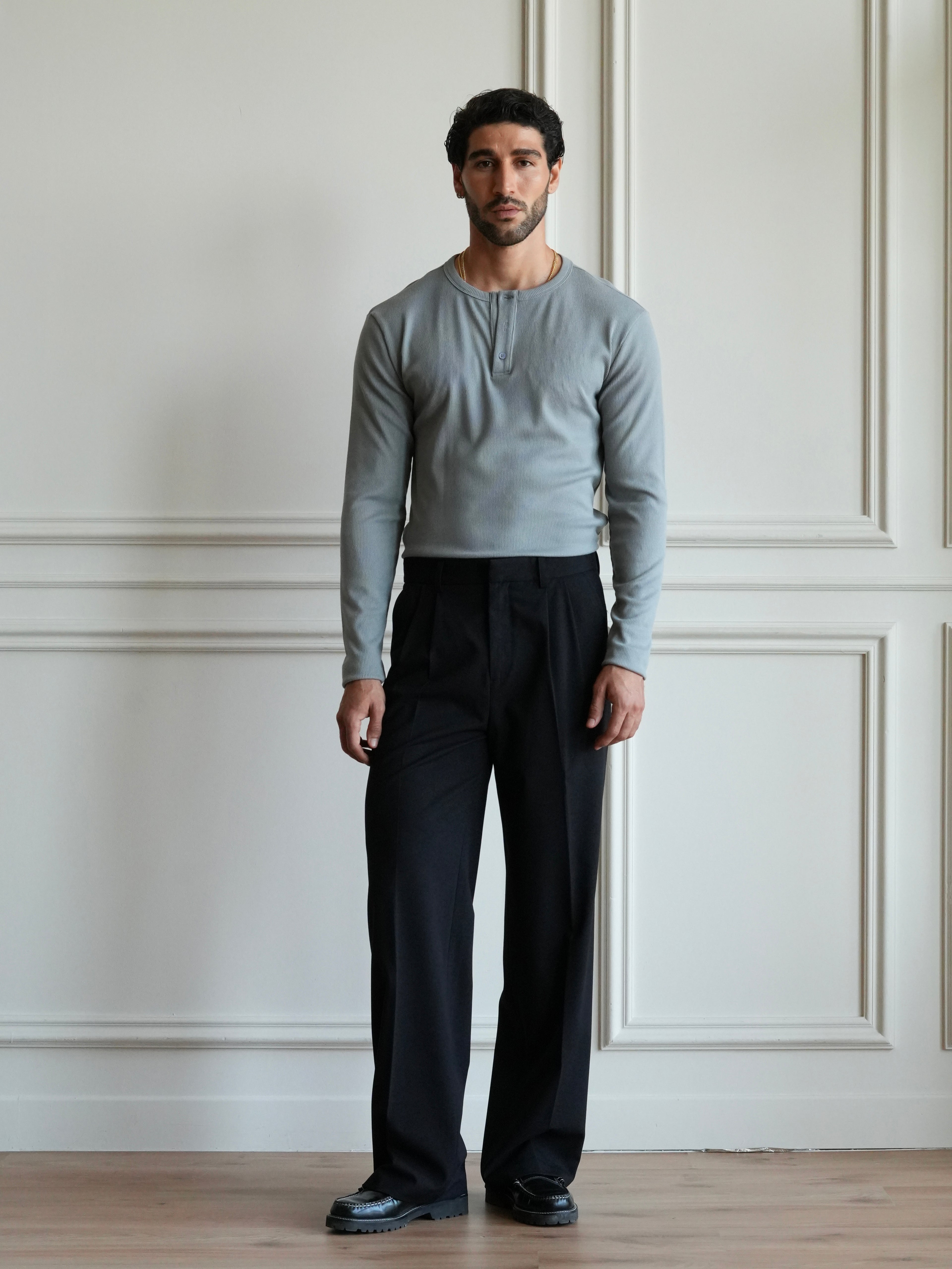 Men’s Tailored Wide Leg Pants – Black
