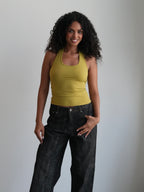 Women's Soft Halter Neck Top - Olive