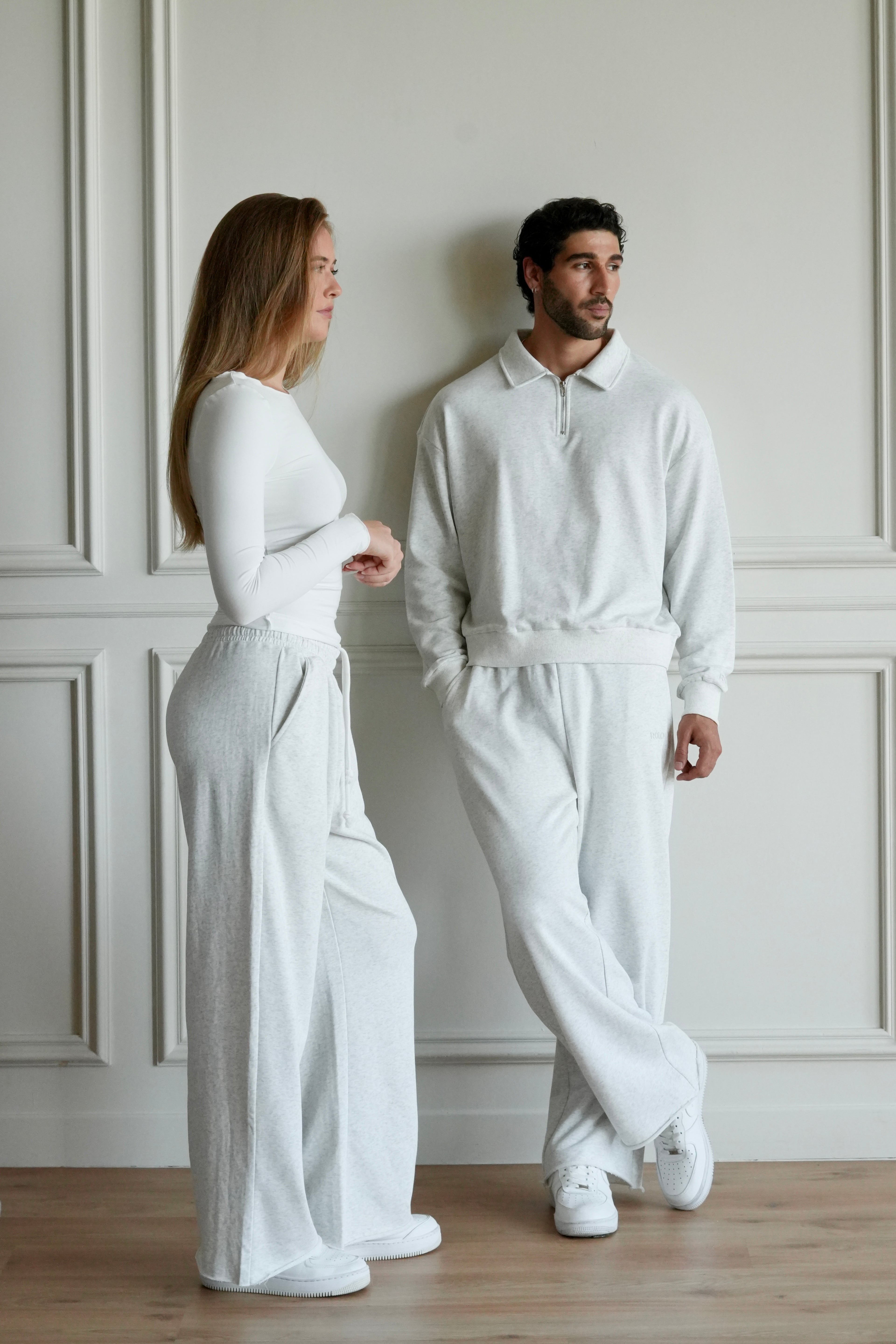 Unisex Wide Leg Pants - Light Grey