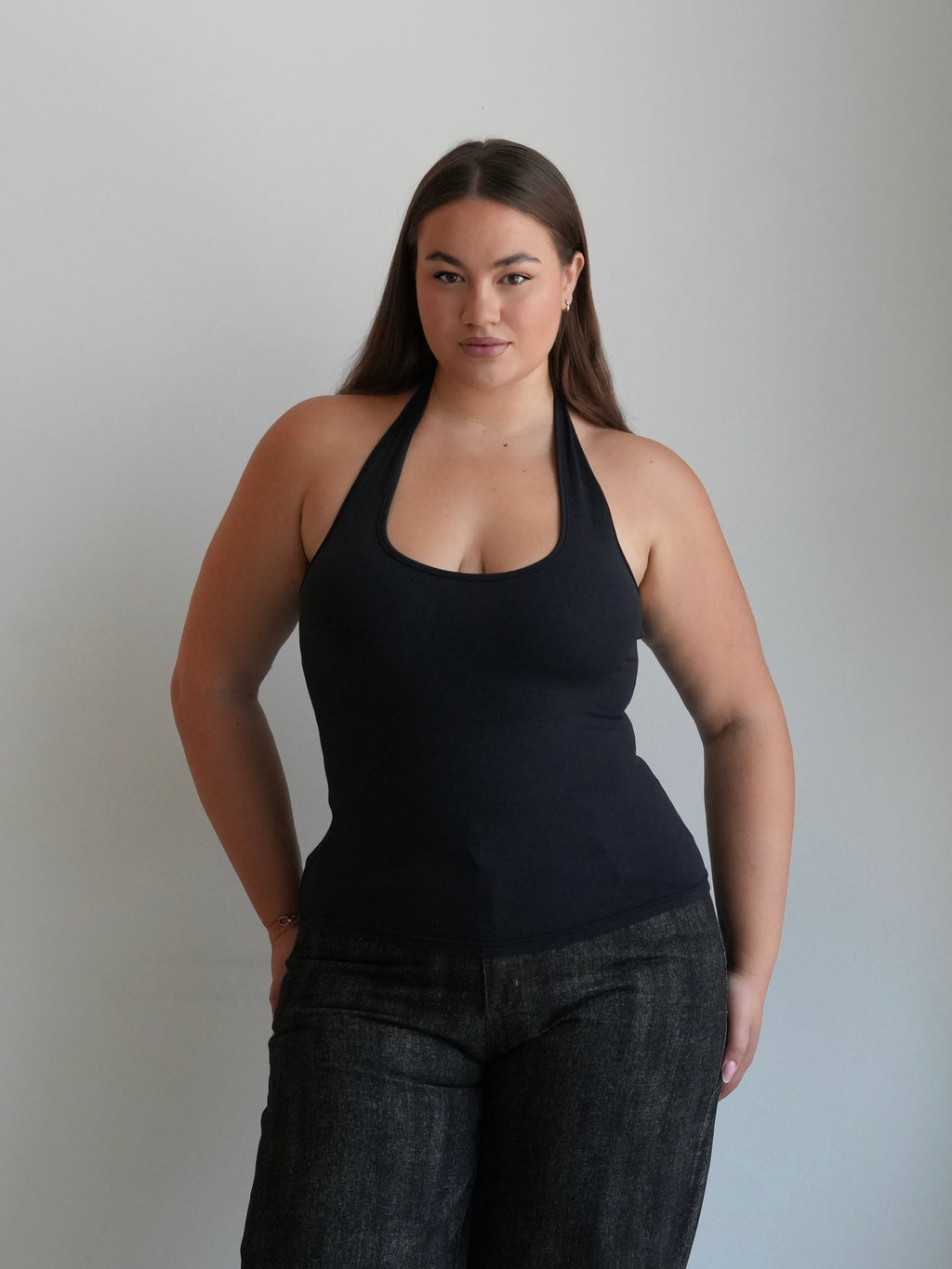 Women's Soft Halter Neck Top - Black