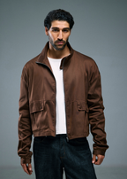 Men's Cropped Track Jacket - Brown
