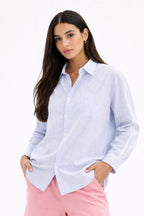 Striped Oversized Shirt - Blue
