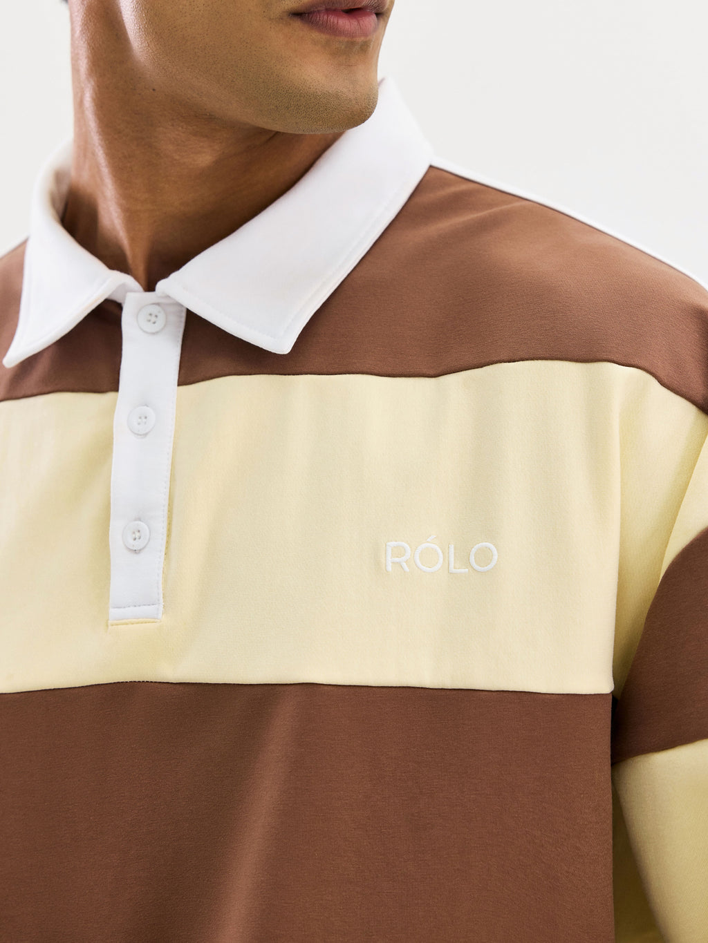Wide Stripe Rugby Polo - Chocolate Beige