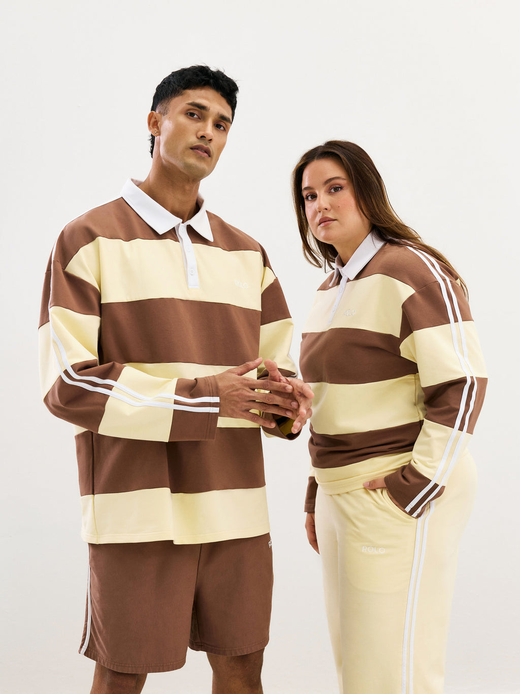Wide Stripe Rugby Polo - Chocolate Beige