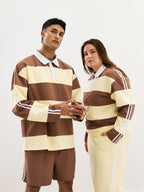 Wide Stripe Rugby Polo - Brown/Yellow