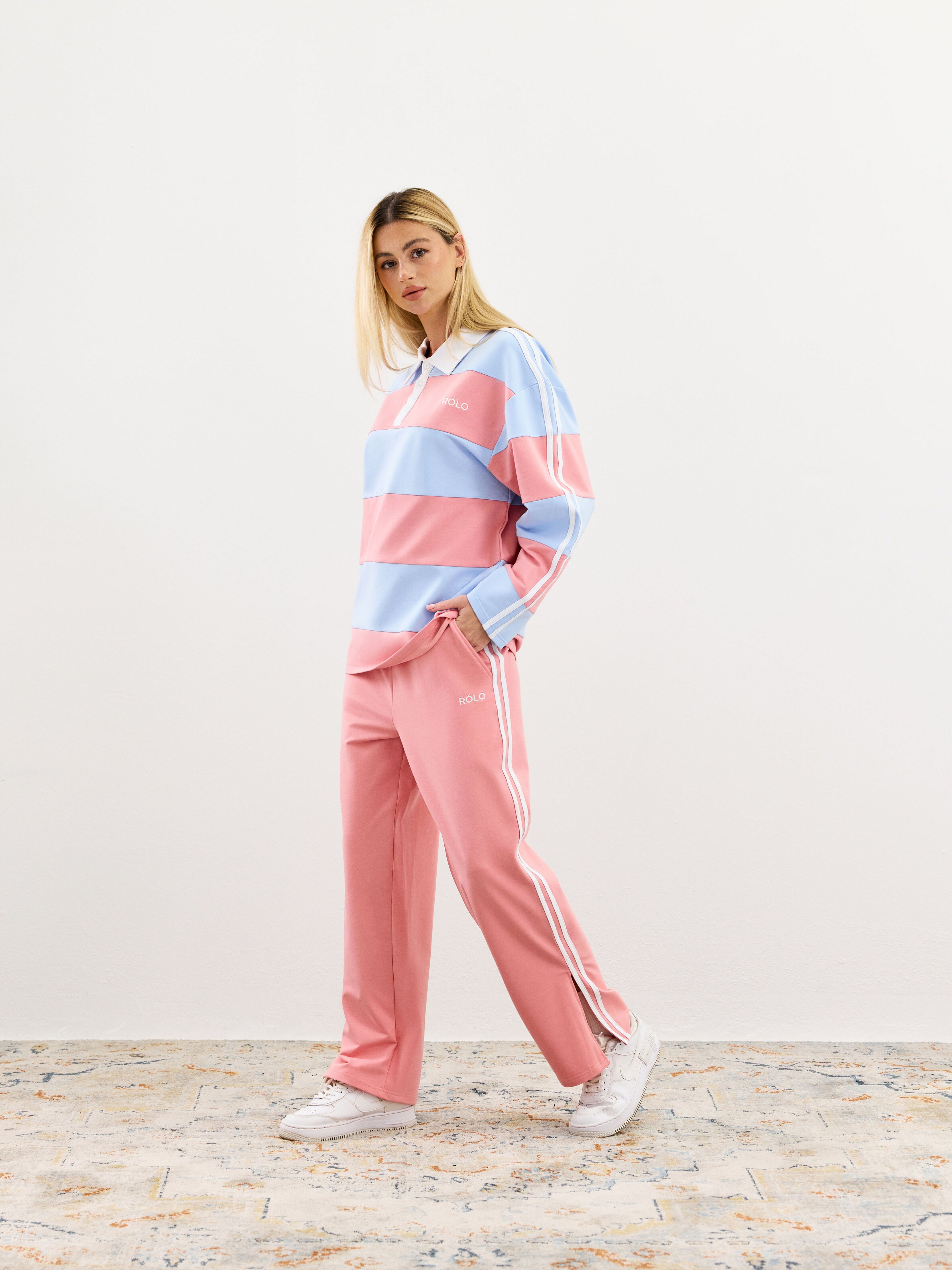 Relaxed Track Pants - Dusty Pink
