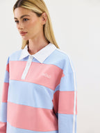 Wide Stripe Rugby Polo - Pink/Blue