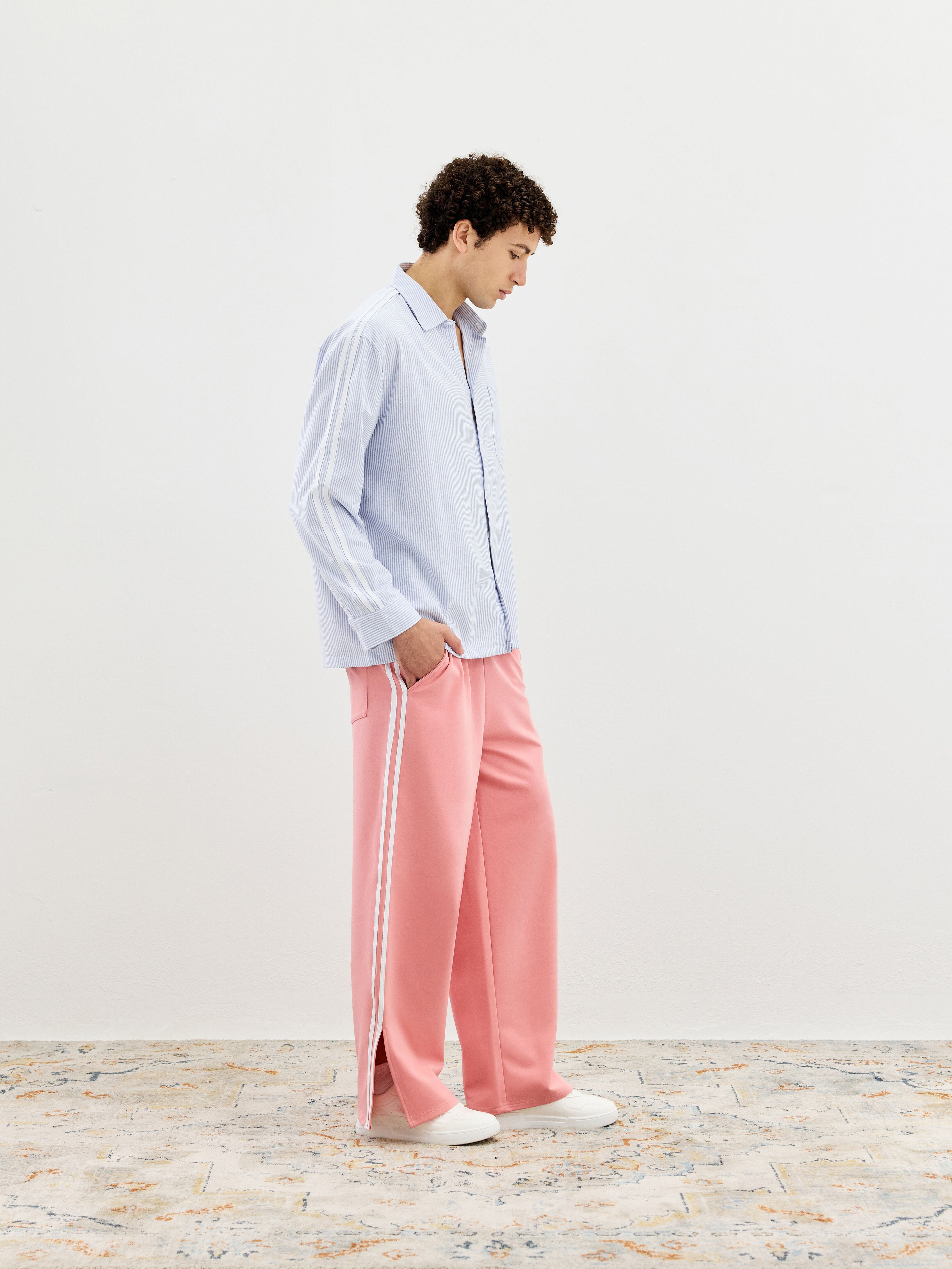 Relaxed Track Pants - Dusty Pink