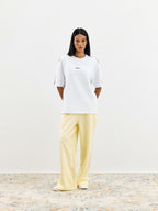 Oversized Crewneck Tee - White/Brown