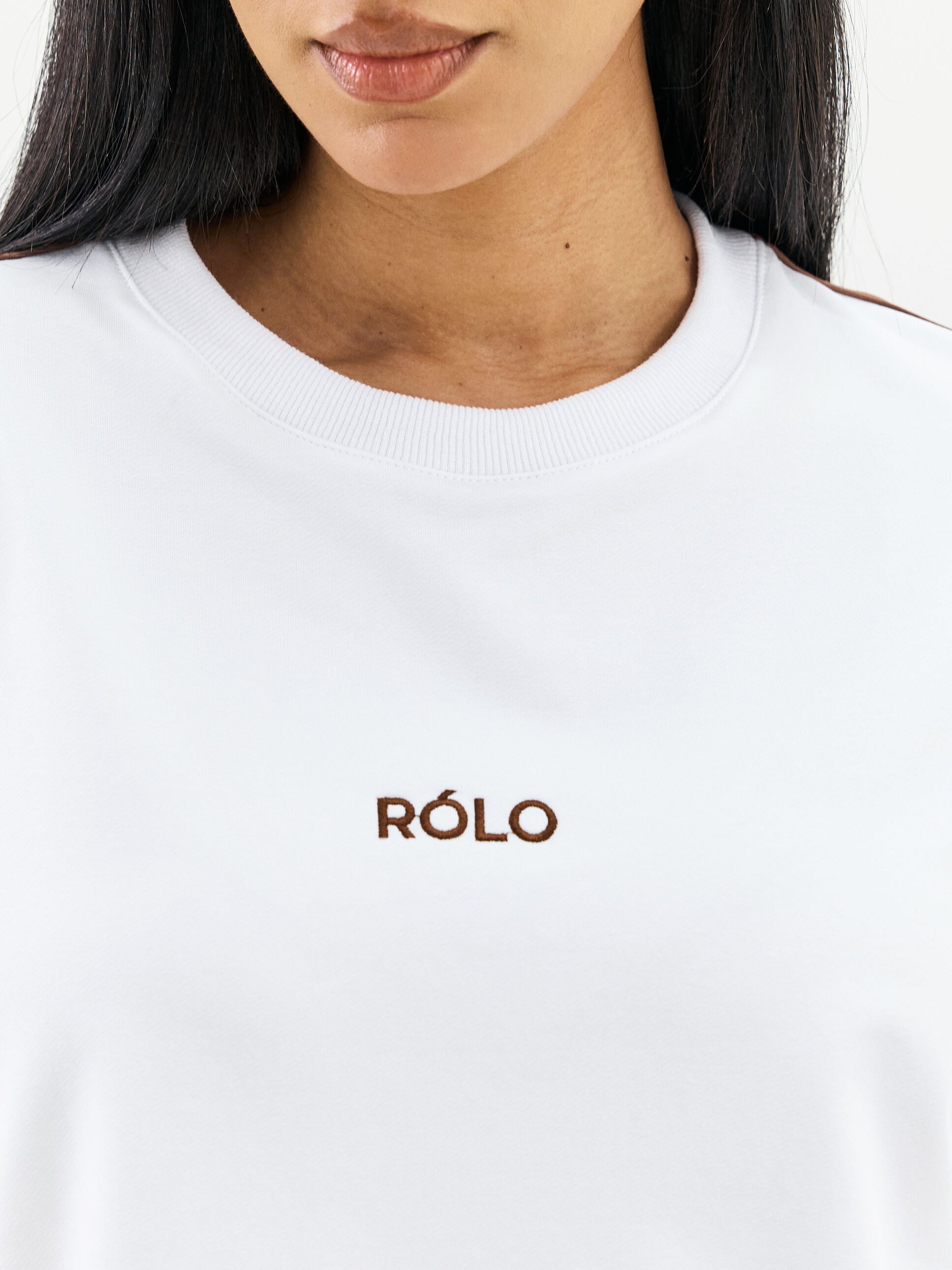 Oversized Crewneck Tee - White & Brown