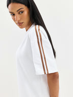 Oversized Crewneck Tee - White/Brown