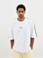 Oversized Crewneck Tee - White/Brown
