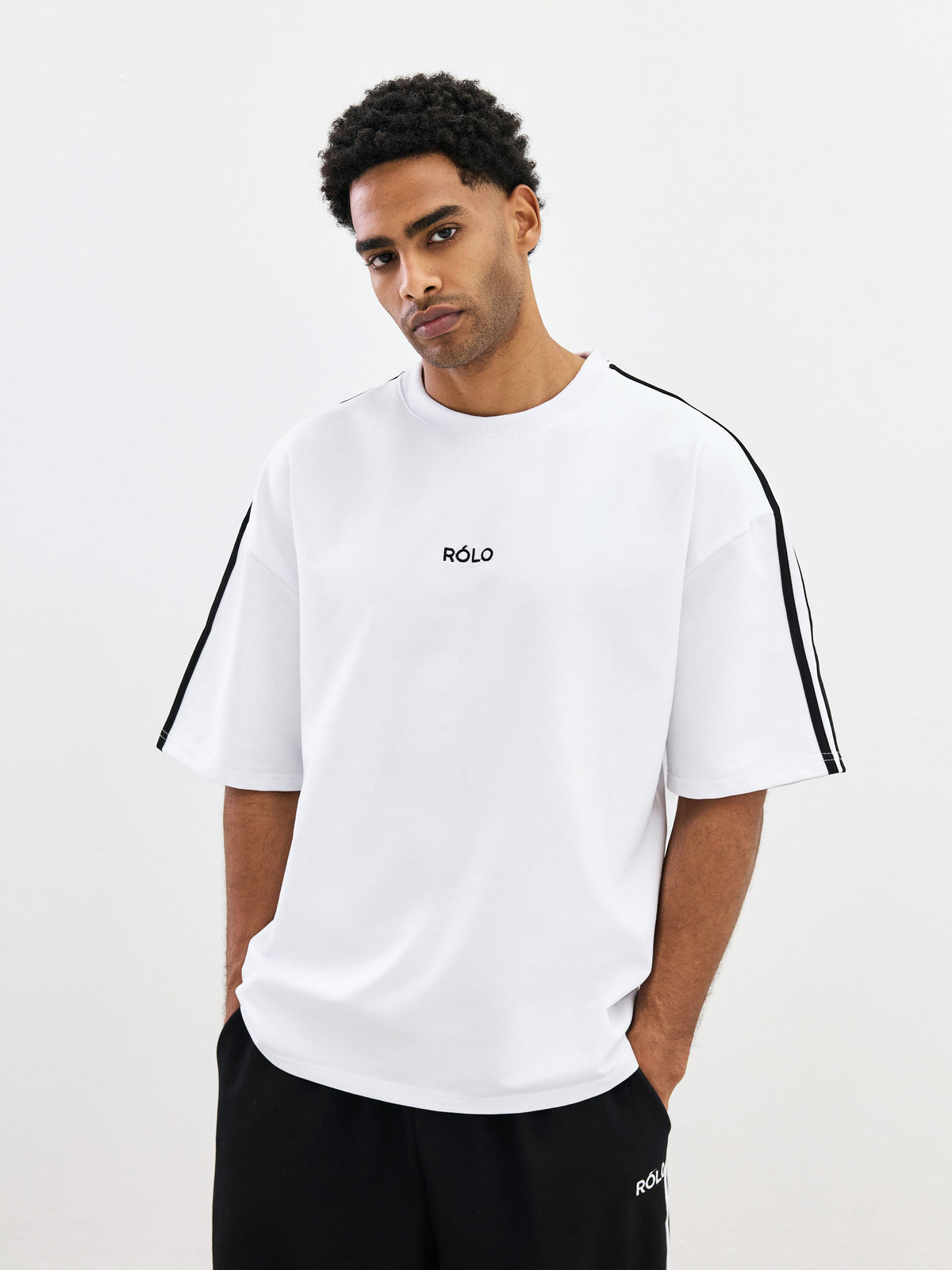 Oversized Crewneck Tee - White & Black