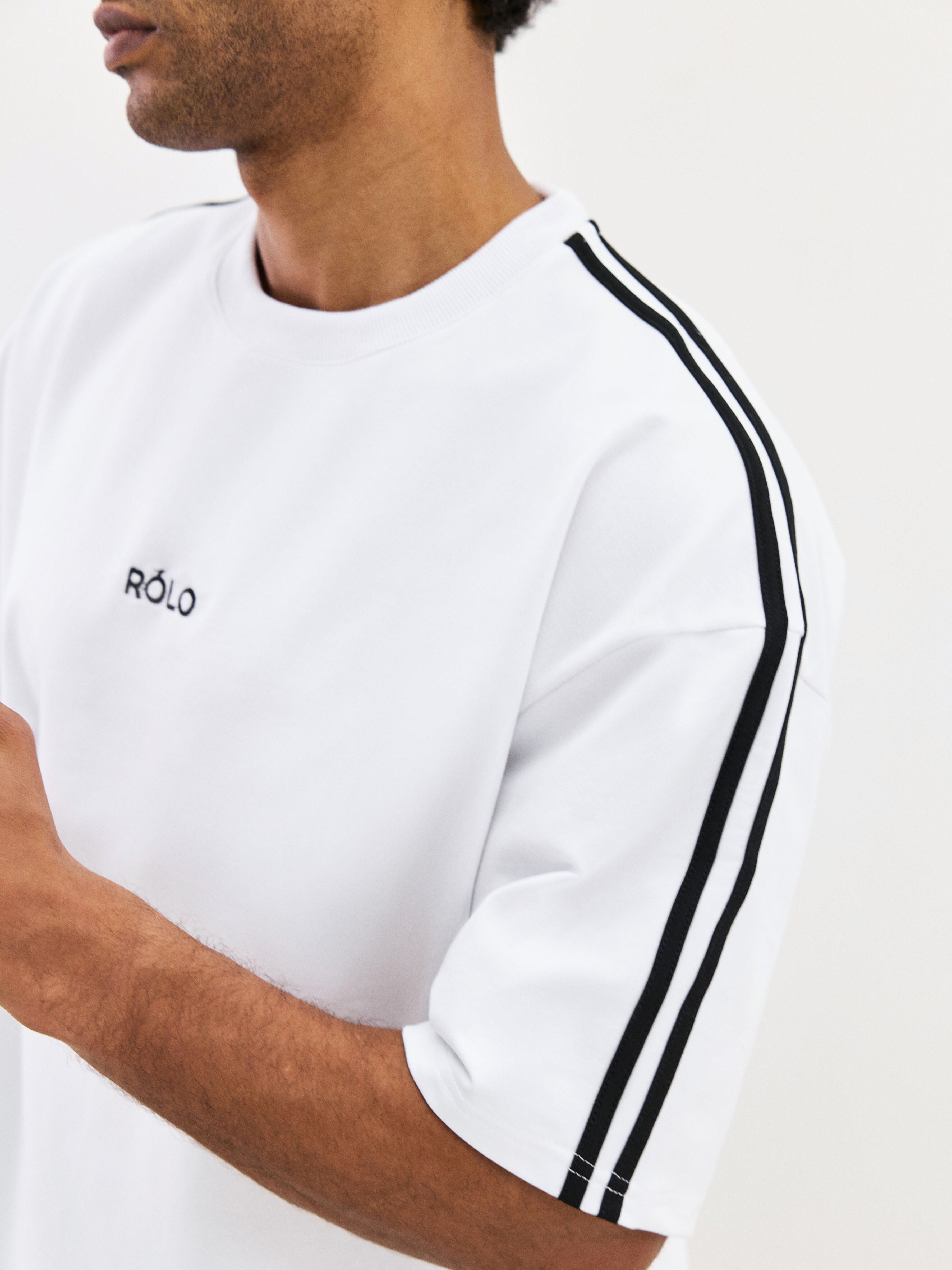 Oversized Crewneck Tee - White & Black