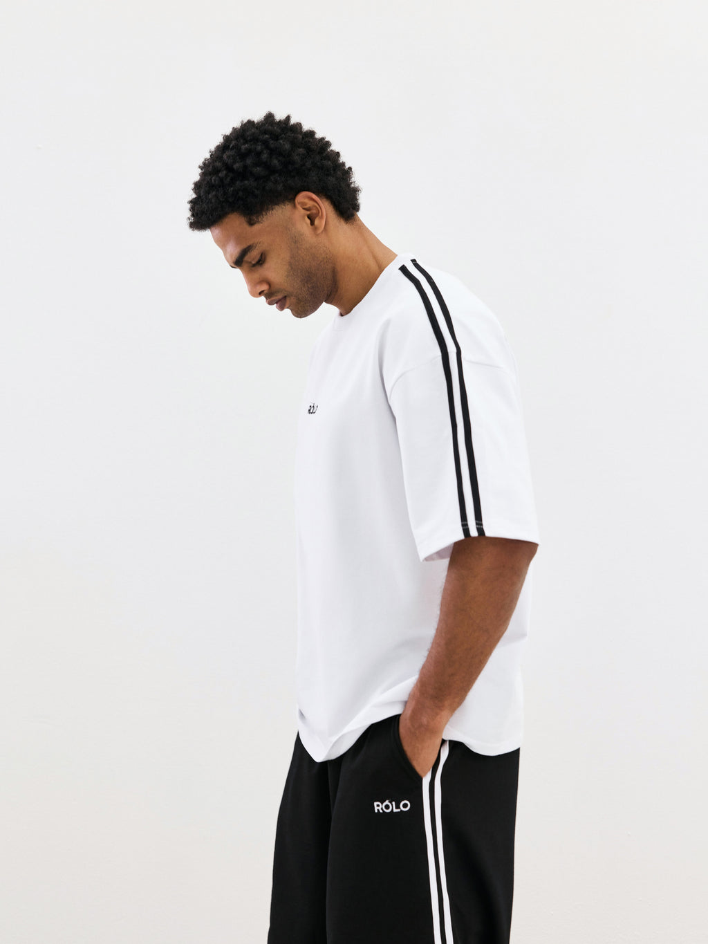 Oversized Crewneck Tee - White & Black