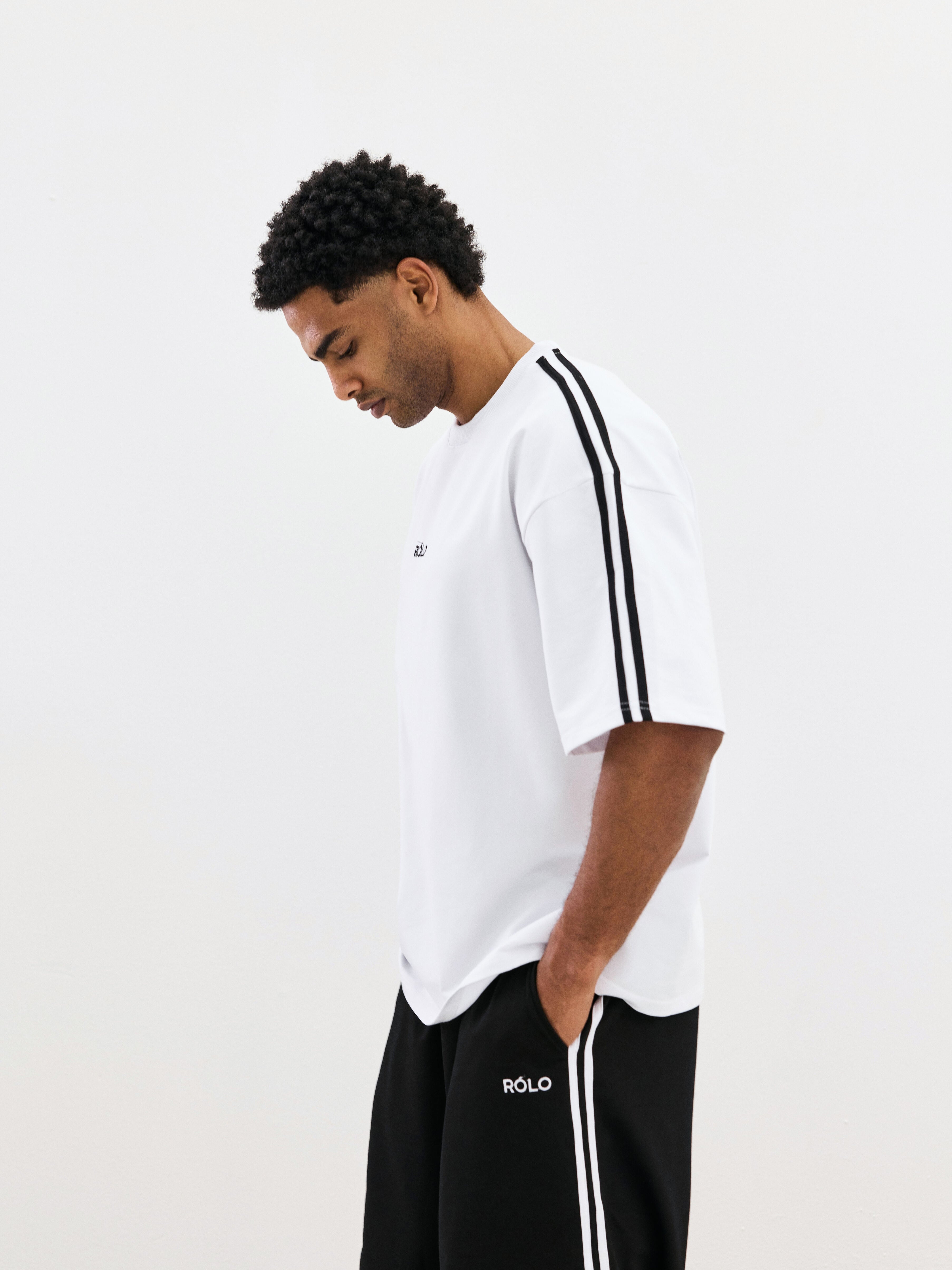 Oversized Crewneck Tee - White & Black