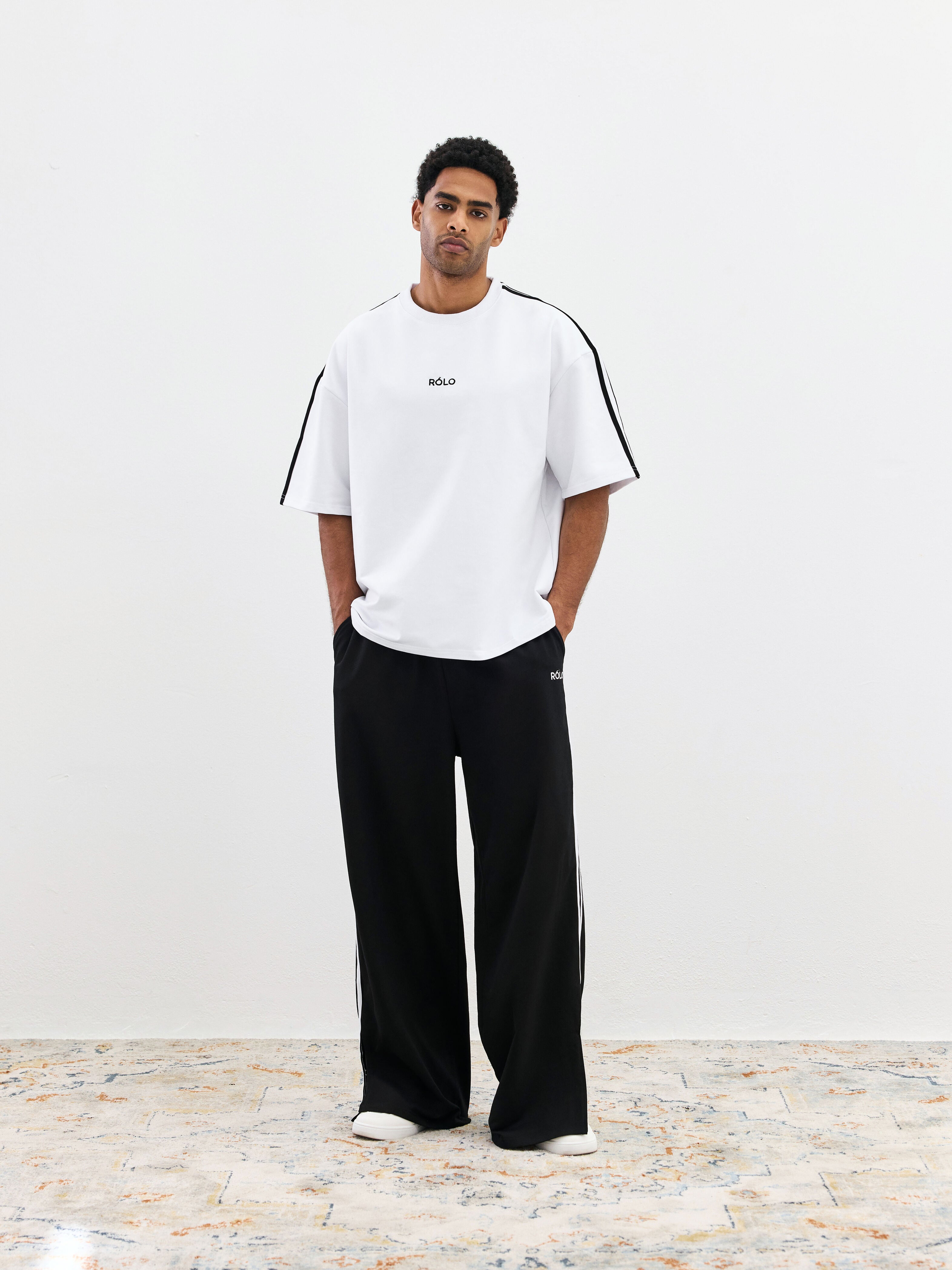 Oversized Crewneck Tee - White & Black