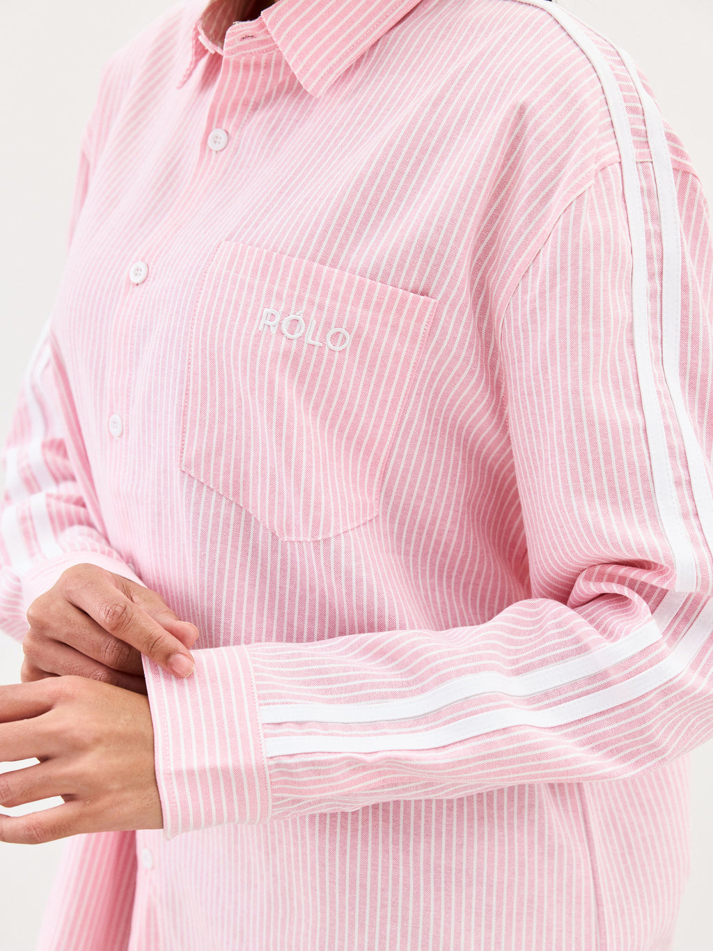Striped Oversized Shirt - Mauve Red