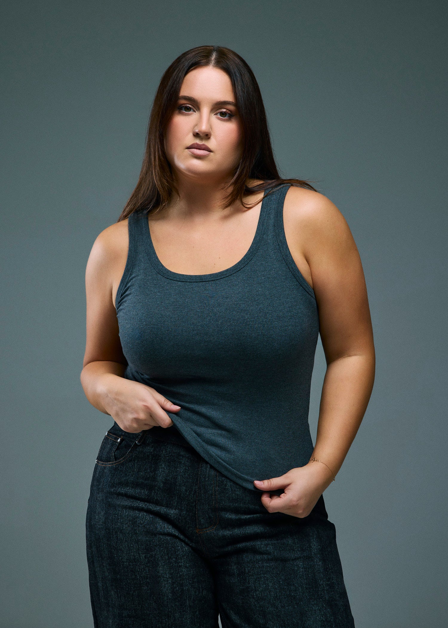 Women’s Ribbed Tank Top - Charcoal
