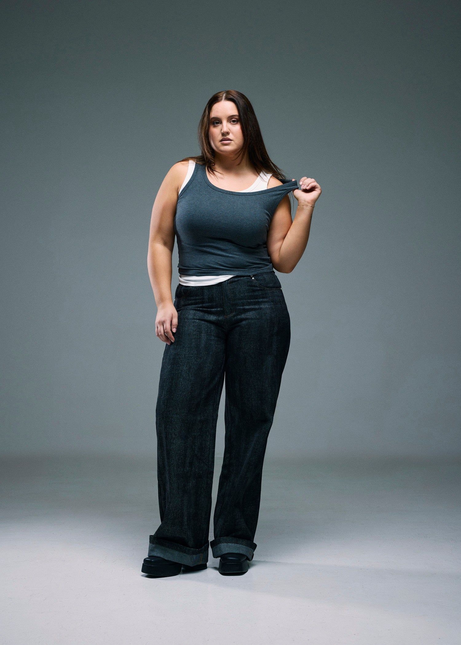 Women’s Ribbed Tank Top - Charcoal