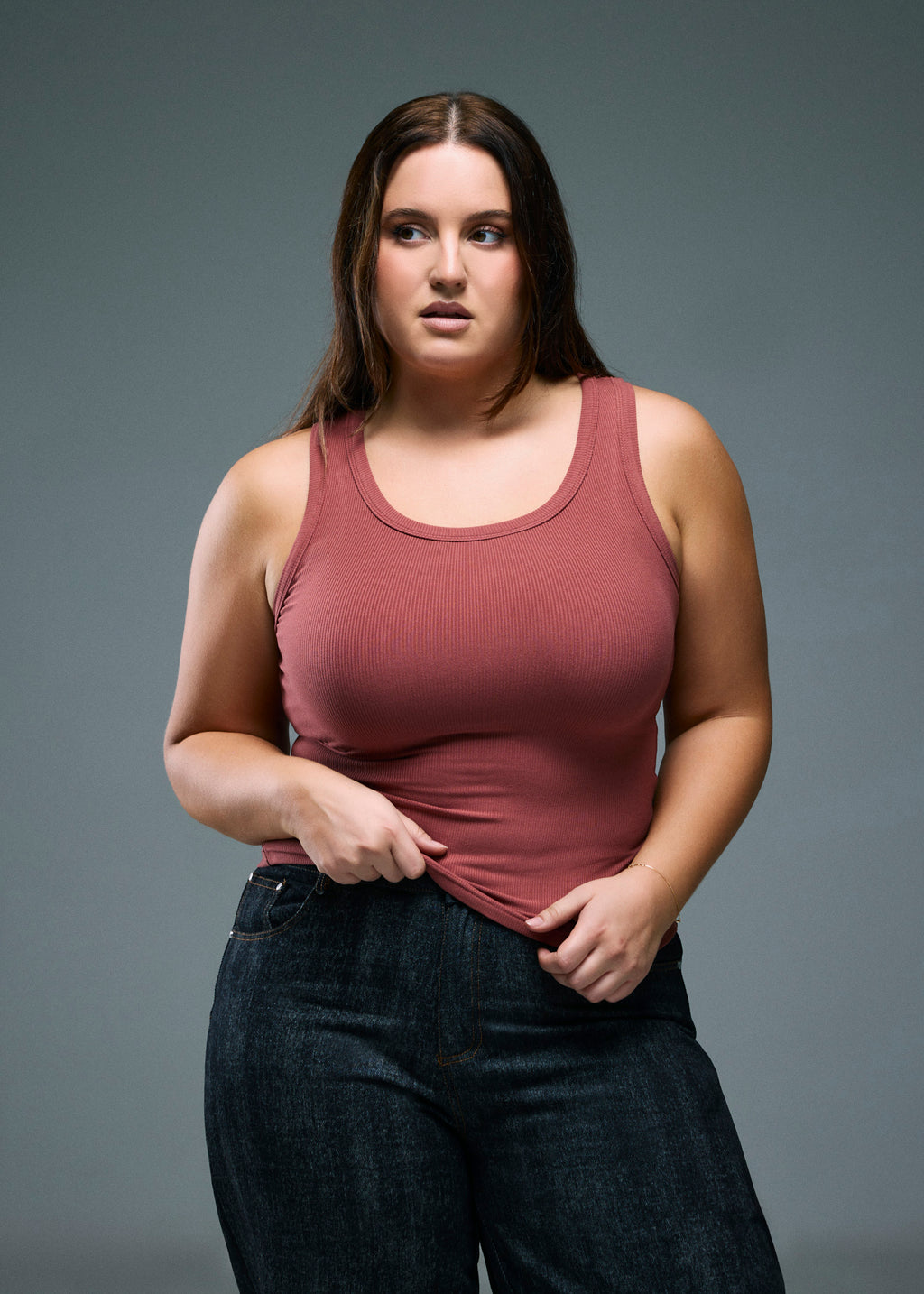 Women’s Ribbed Tank Top - Brick