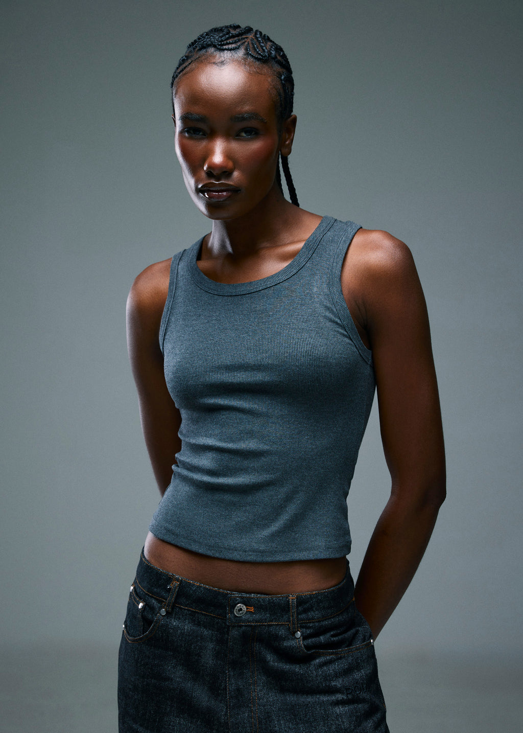 Women’s Ribbed Tank Top - Charcoal
