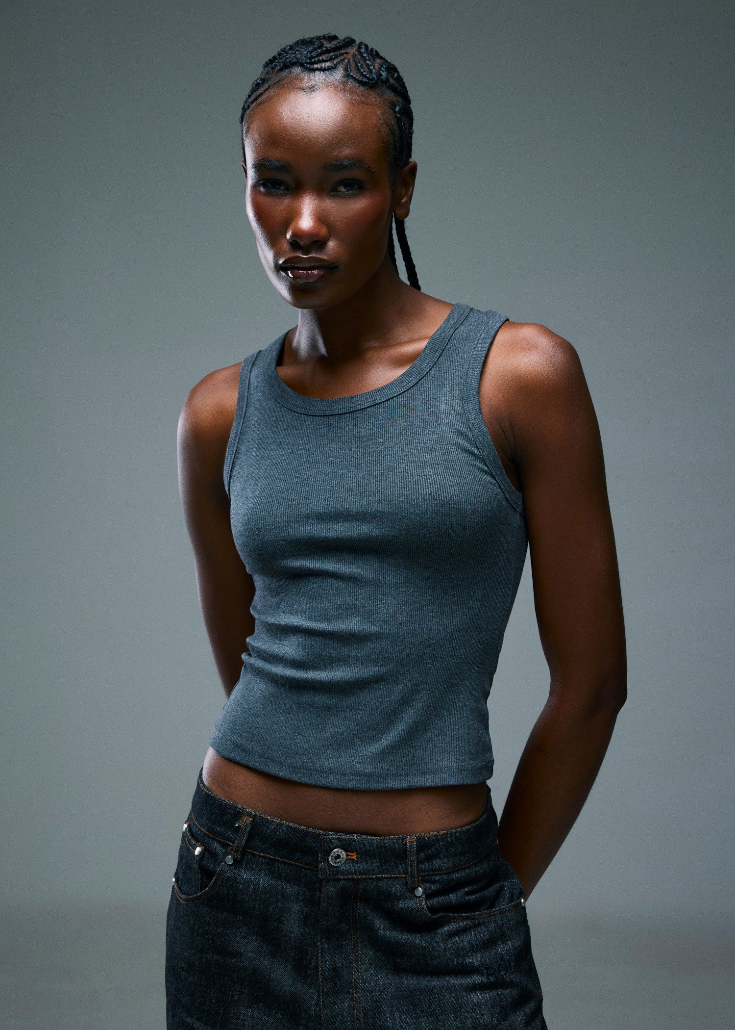 Women’s Ribbed Tank Top - Charcoal