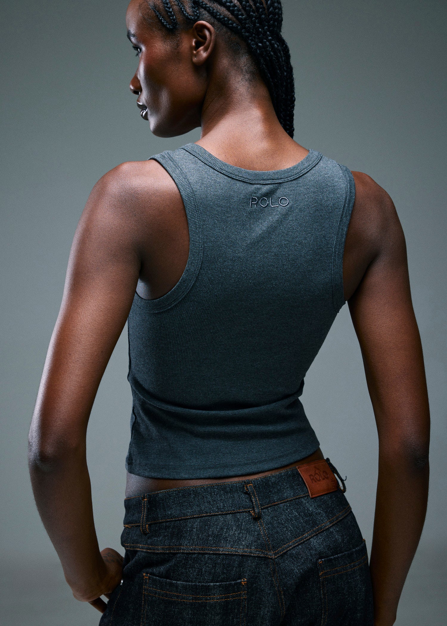 Women’s Ribbed Tank Top - Charcoal