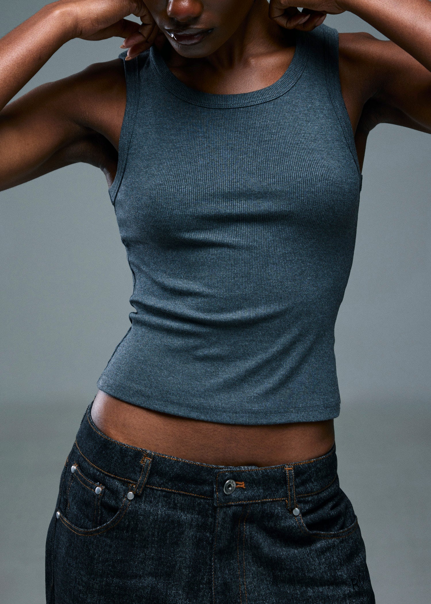 Women’s Ribbed Tank Top - Charcoal