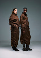 Women's Cropped Track Jacket - Brown
