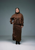 Women's Cropped Track Jacket - Brown