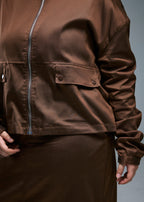Women's Cropped Track Jacket - Brown