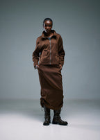 Women's Cropped Track Jacket - Brown
