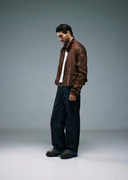 Men's Cropped Track Jacket - Brown