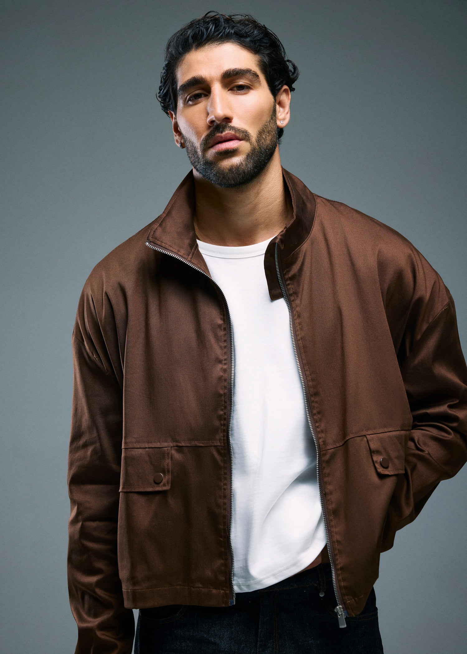 Men's Cropped Track Jacket - Brown – RÓLO