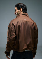Men's Cropped Track Jacket - Brown