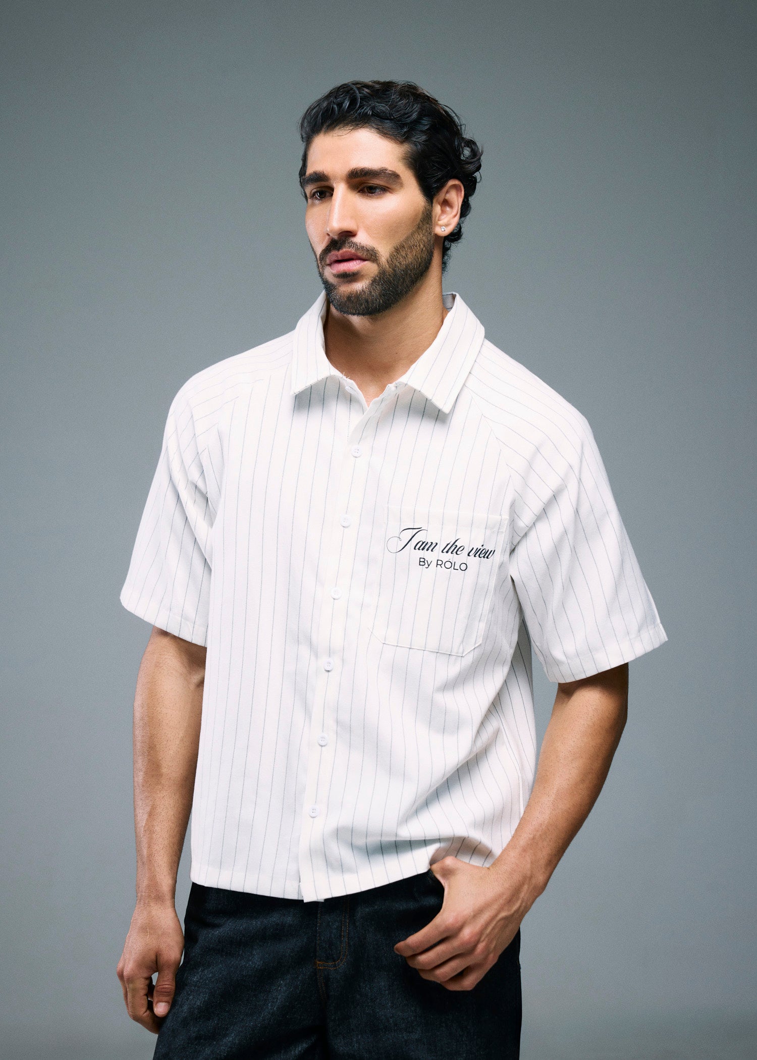 Men’s Short Sleeve Stripe Shirt - Off White