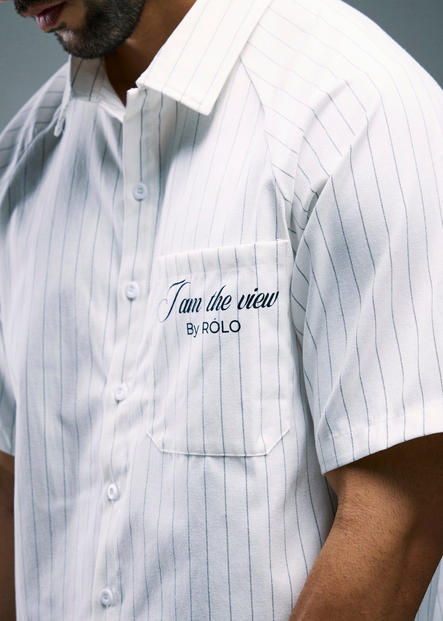 Men’s Short Sleeve Stripe Shirt - Off White