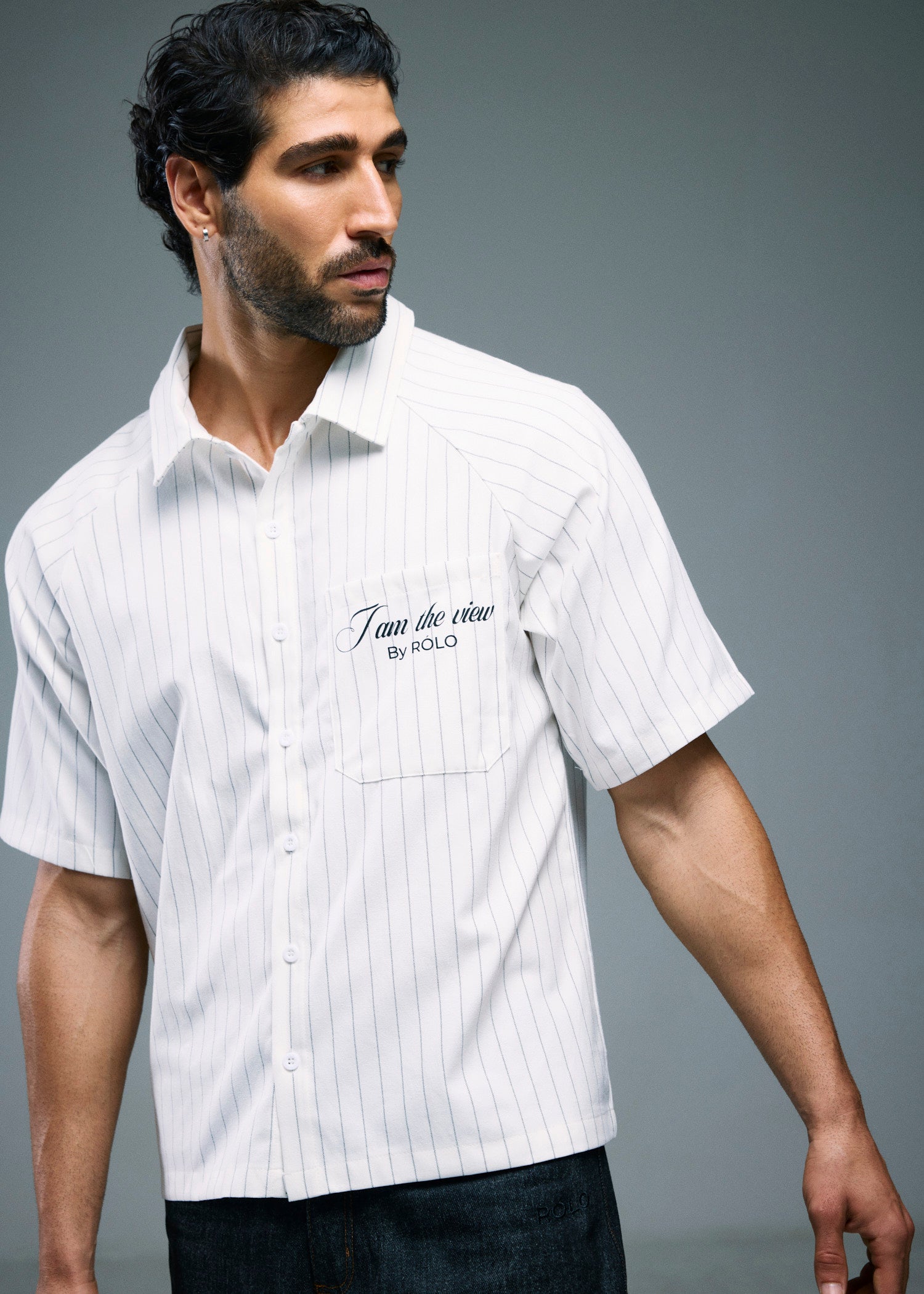 Men’s Short Sleeve Stripe Shirt - Off White