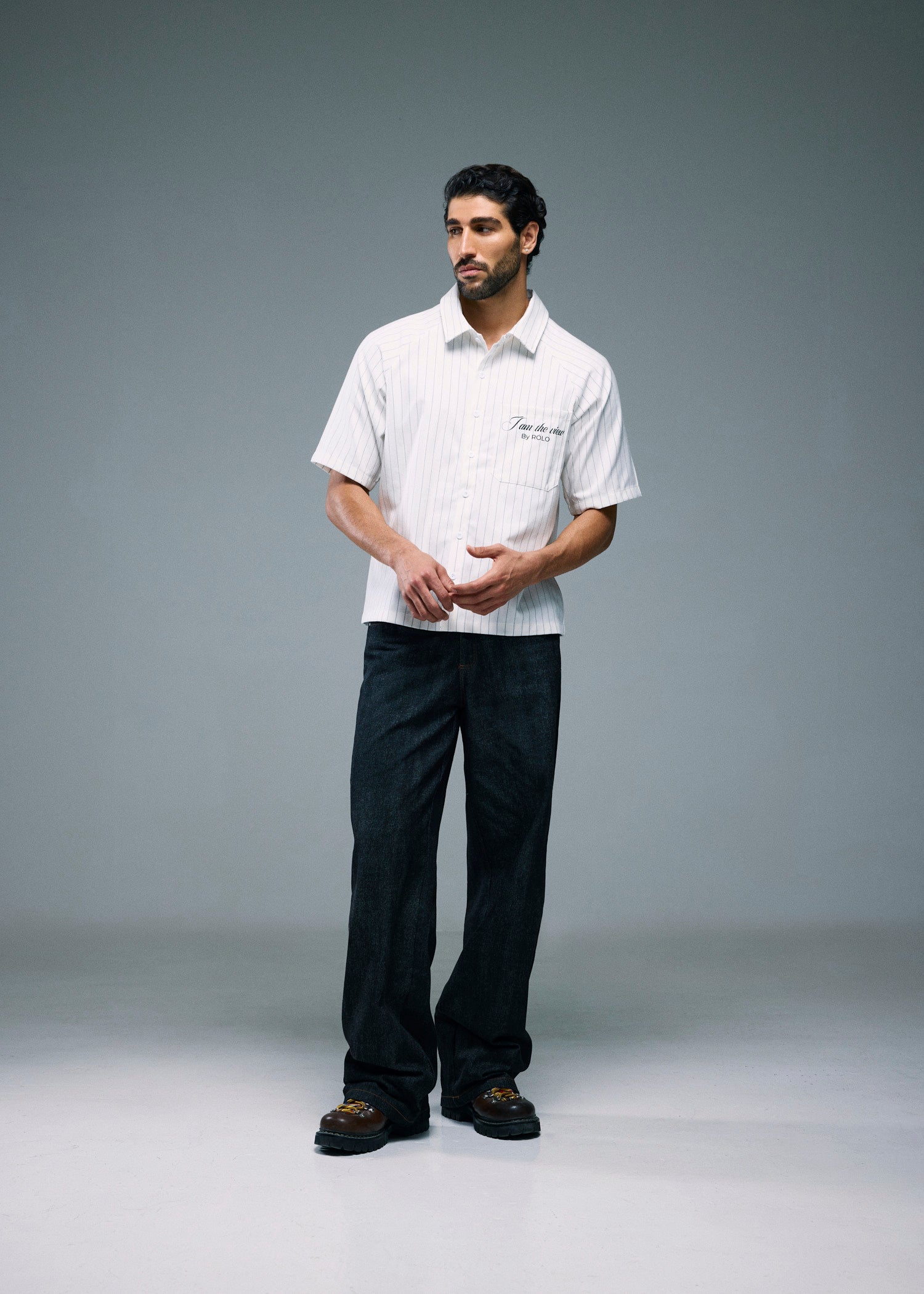 Men’s Short Sleeve Stripe Shirt - Off White