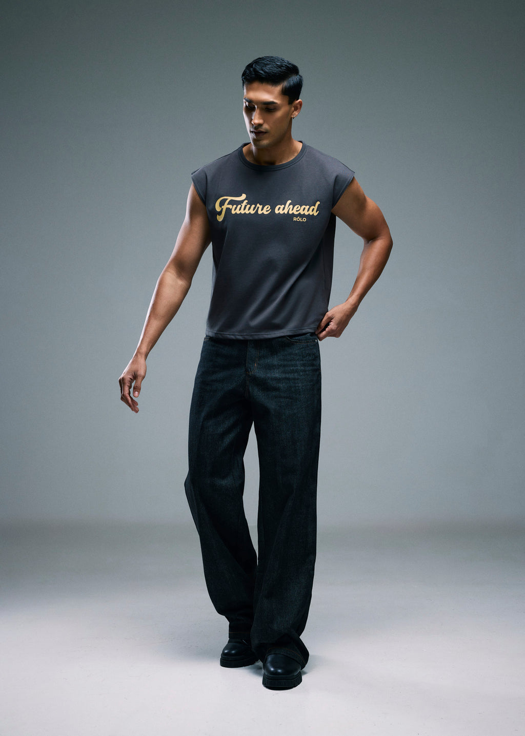 Men’s Cropped T-Shirt - Dark Grey